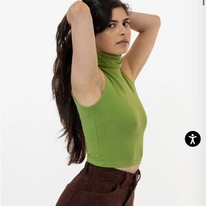 Los Angeles Apparel Garment Dye Sleeveless Turtleneck Crop Top